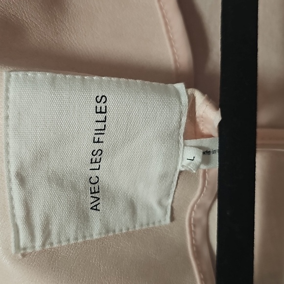 Anthro Avec Les Filles Pastel Pink Vegan Leather Moto Jacket NWT Size L - Picture 3 of 8
